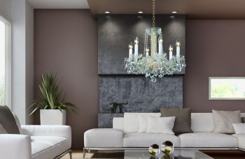 krištáľový luster modernej v obývačke