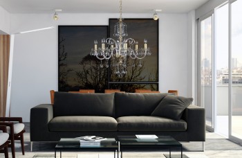 Krištáľový luster do modernej obývacej izby