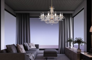 Křišťálový lustr do obýváku - moderní interiér