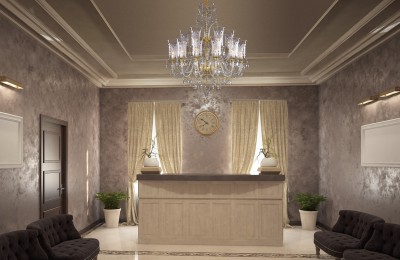 Chandelier in the hall of the house LLCH18Crystal-DT