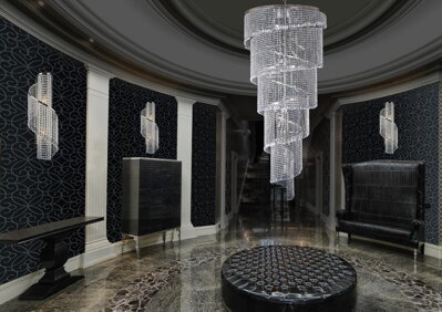 Hallway in glamour style chandelier AL178