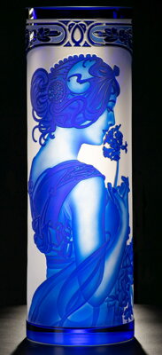 Váza z broušeného křišťálu modrá SEB360MP