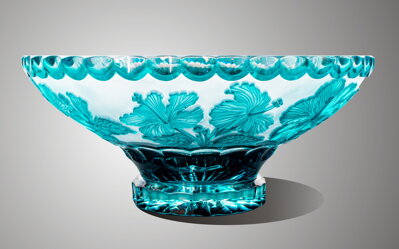Bowl of cut crystal turquoise SEB60552305I
