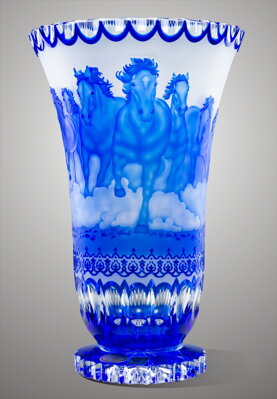 Váza z broušeného křišťálu modrá SEB80838305H