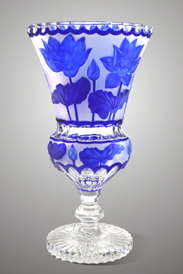 Váza z broušeného křišťálu modrá SEB83046360L