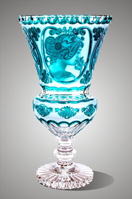 Váza z broušeného křišťálu tyrkysová SEB83046360M-T