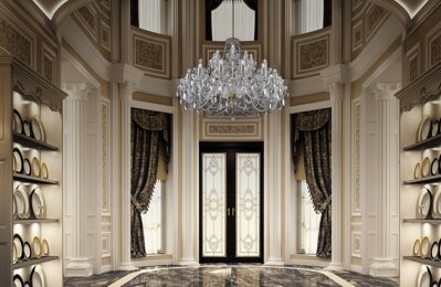 Large crystal chandelier for hallway  in chateau styleEL1072801