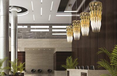 Modern chandelier for hotel reception LV035LW YELLOW
