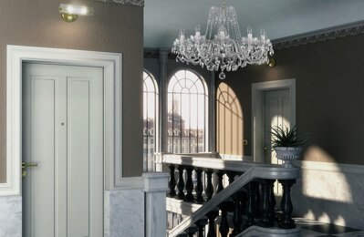Chandelier above the staircase in urban style L036CE