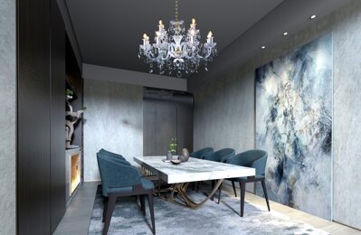 Crystal chandelier above the dining table in urban style EL6811201