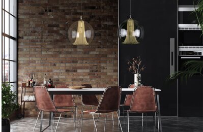 Chandelier above the dining table in industrial style LV025