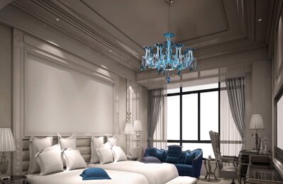Blauer Kronleuchter für das Schlafzimmer im Provance Stil EL4188303-3TN