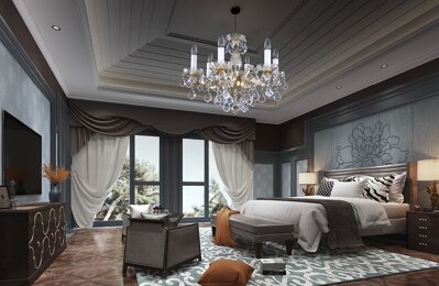 Křišťálový lustr do moderní ložnice ve stylu glamoure L16235CE
