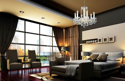 Elegantní křišťálový lustr do moderní ložnice v industriálním stylu  AL182
