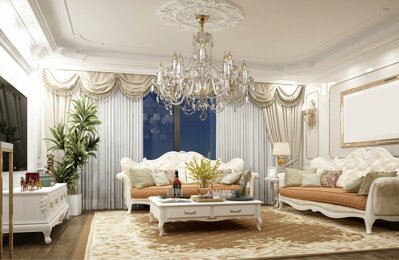 Living room in chateau style crystal chandelier EL1078+401PB