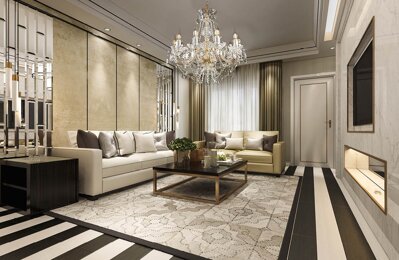 Living room in glamour style crystal chandelier EL1101001PB