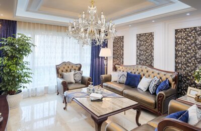 Living room in chateau style crystal chandelier EL1378+402PB