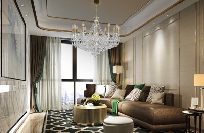 Living room in glamour style crystal chandelier EL2151207