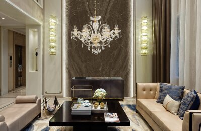 Living room in glamour style crystal chandelier EL665619