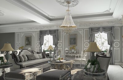 Living room in chateau style crystal chandelier EL7411507