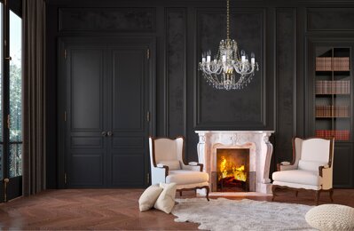 Living room in glamour style crystal chandelier L111CE