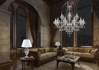Living room in chateau style crystal chandelier L16041CE