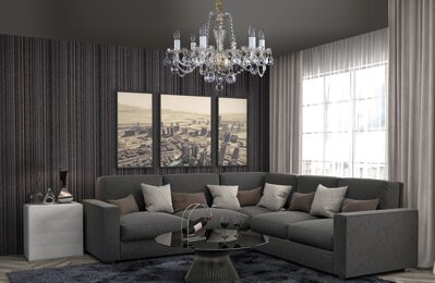 Living room in scandinavian style crystal chandelier L16052CLN