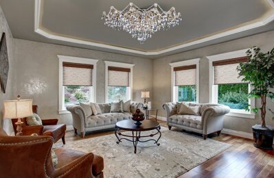 Living room in chateau style crystal chandelier L16255CE