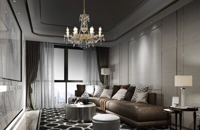 Living room in glamour style crystal chandelier LW142062100G