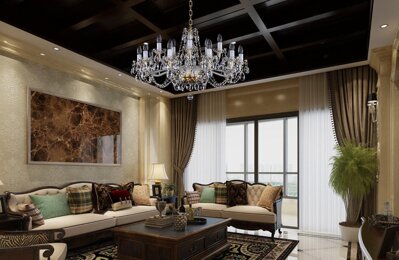 Living room in glamour style crystal chandelier L059CLN