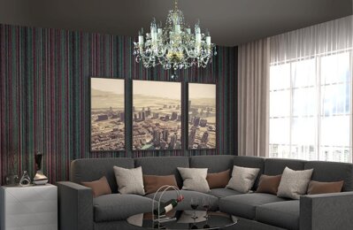 Living room in modern style and crystal chandelier L091CLN