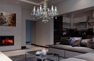 Living room in modern style and crystal chandelier AL190