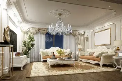 Chandeliers in chateau interior style