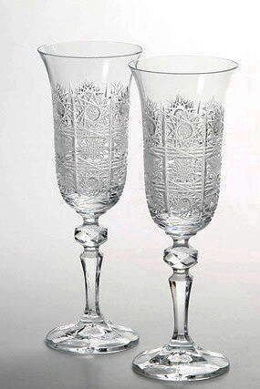 Cut glass flute 2pcs 12116-150ml