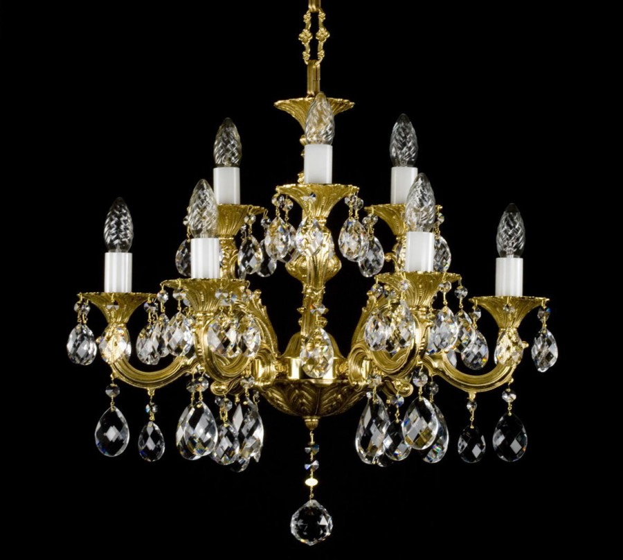 Brass chandelier with trimmings L09137CE
