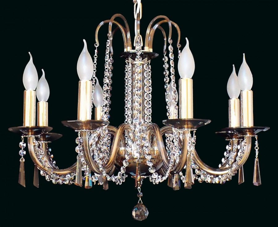 Glass chandelier golden brown EL210803Smoke