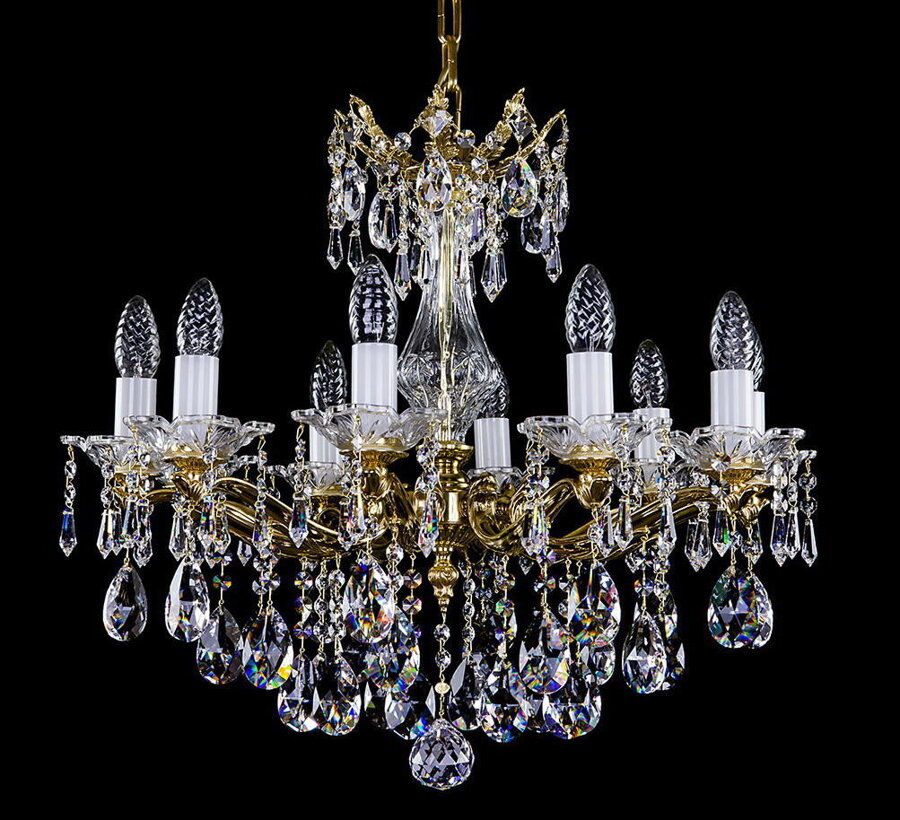 Brass chandelier, glass bowl L312CE