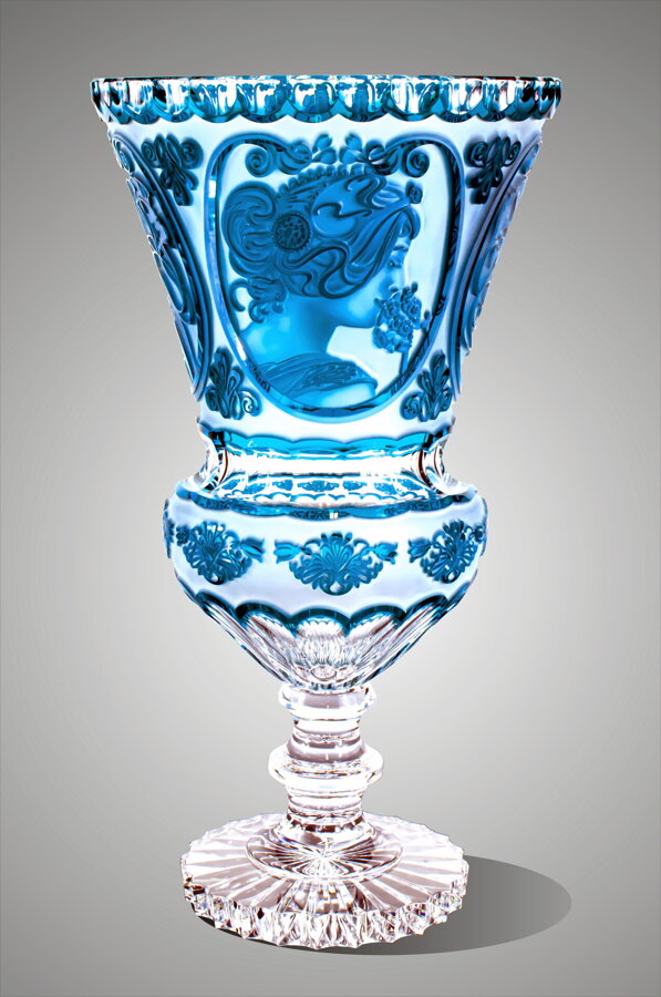 Váza z broušeného křišťálu modrá A.Mucha SEB83046360M-M