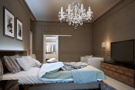 Luxury bedroom lighting - crystal chandelier